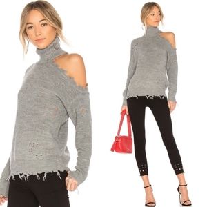 Lovers + Friends Gray Distressed Arlington Sweater